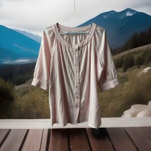 White Stag Top Womens Xtra Large Light Pink Short Sleeved Crepe Top Tags Cut Vtg